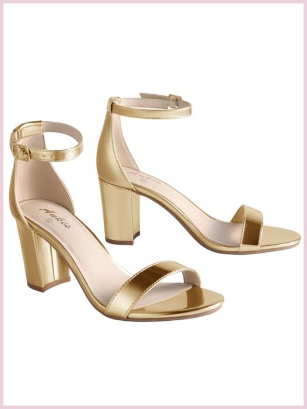 Ankis Women's Open Toe Ankle Strap Chunky Heel Sandals 2.75 Inch Heels